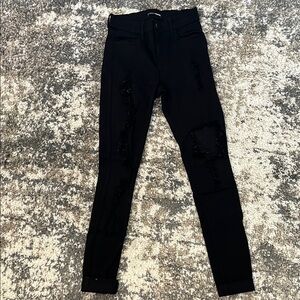 Fashion Nova high waisted Black Denim distressed Jeans